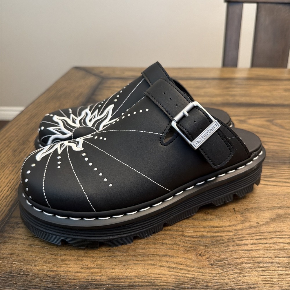 Dr. Martens Zebzag Mule Solar Flare Black Embroidered Leather Women's US 8 ..S13 - Picture 3 of 6